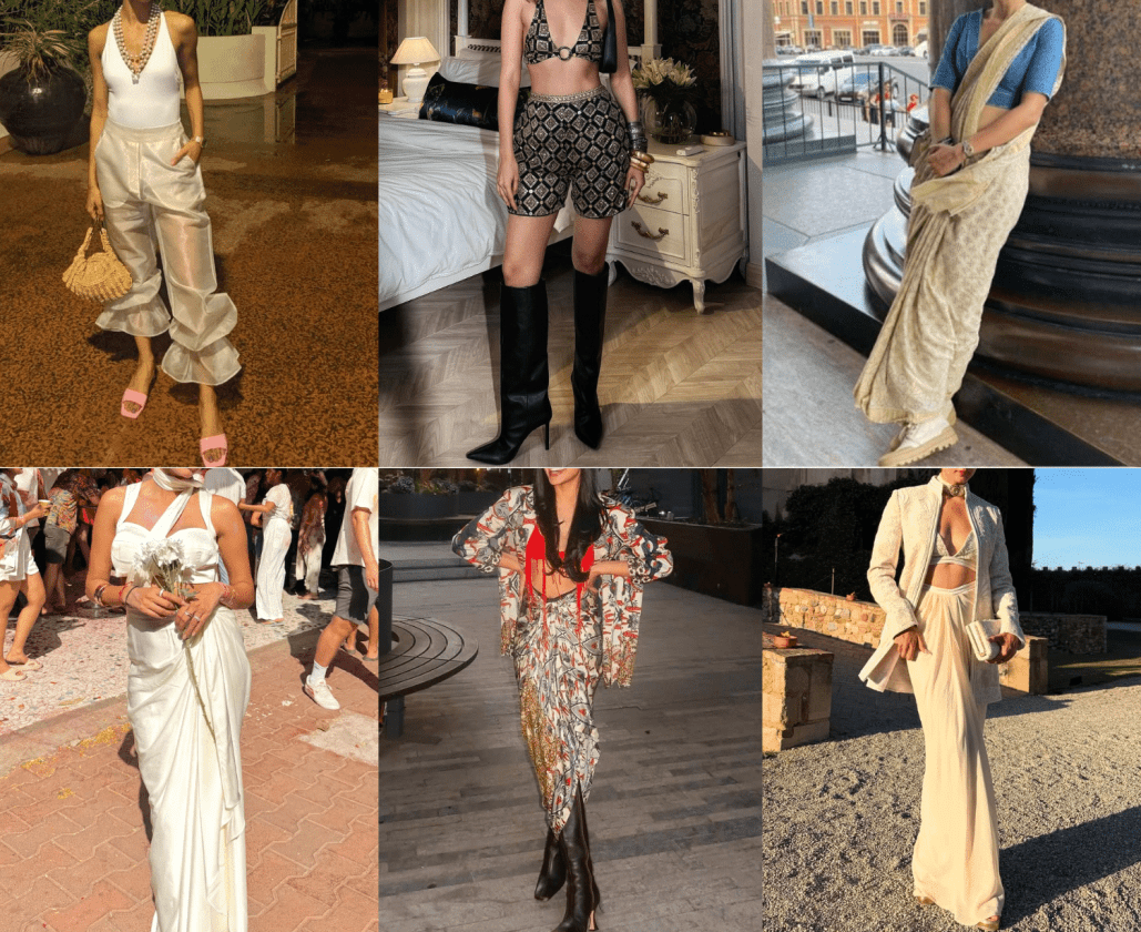 Indian Traditional Pearl Jewellery, Gota Patti Embroidery, Sneakers with saree, Draped Skirt, Embroidered Blazer with Skirt, Draping